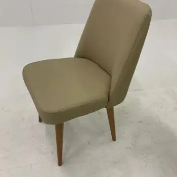 Modern Beige Upholstered Chair with Wooden Legs